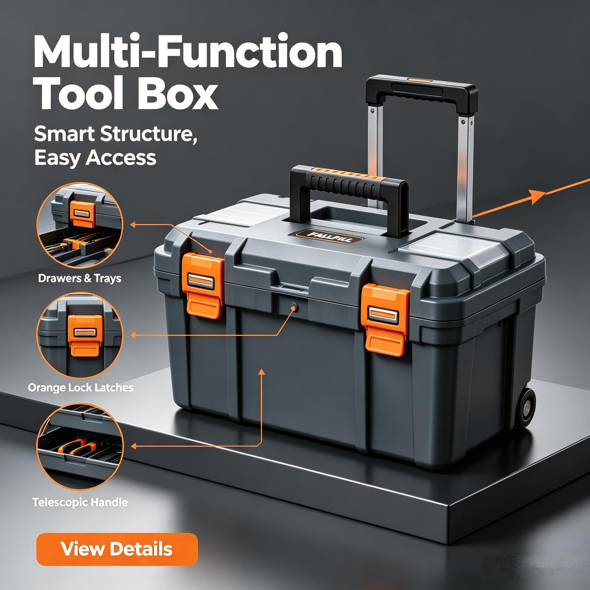 ✨FALLPILL Rolling Multi-Function Tool Box