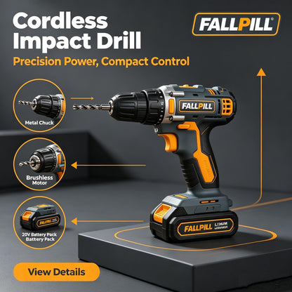 🌟FALLPILL 20V Brushless Cordless Impact Drill