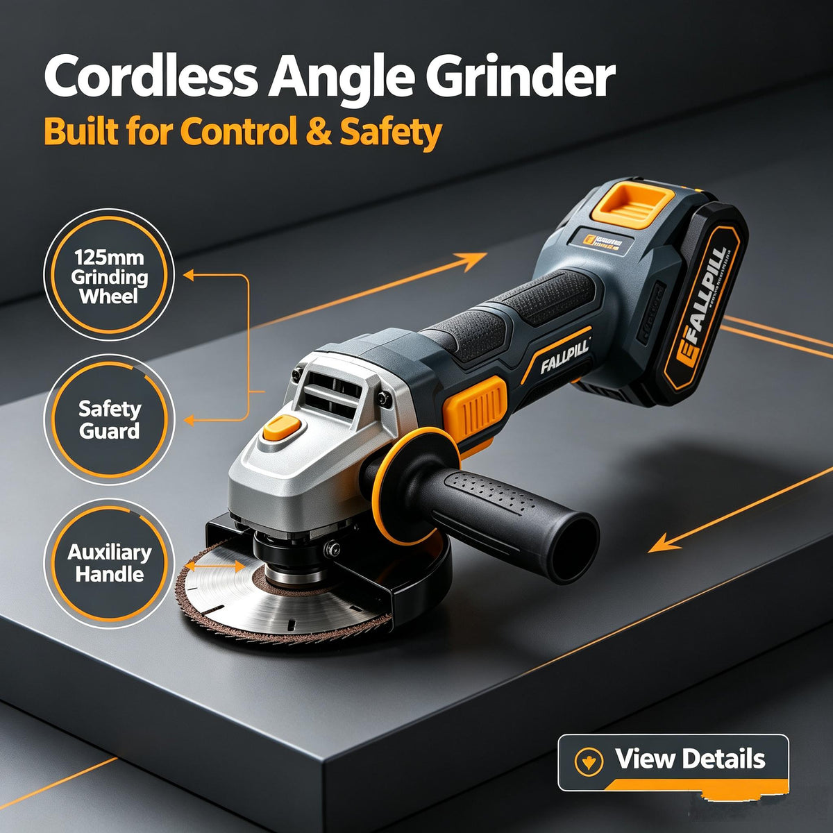 💥FALLPILL 20V Brushless Cordless Angle Grinder (125mm)