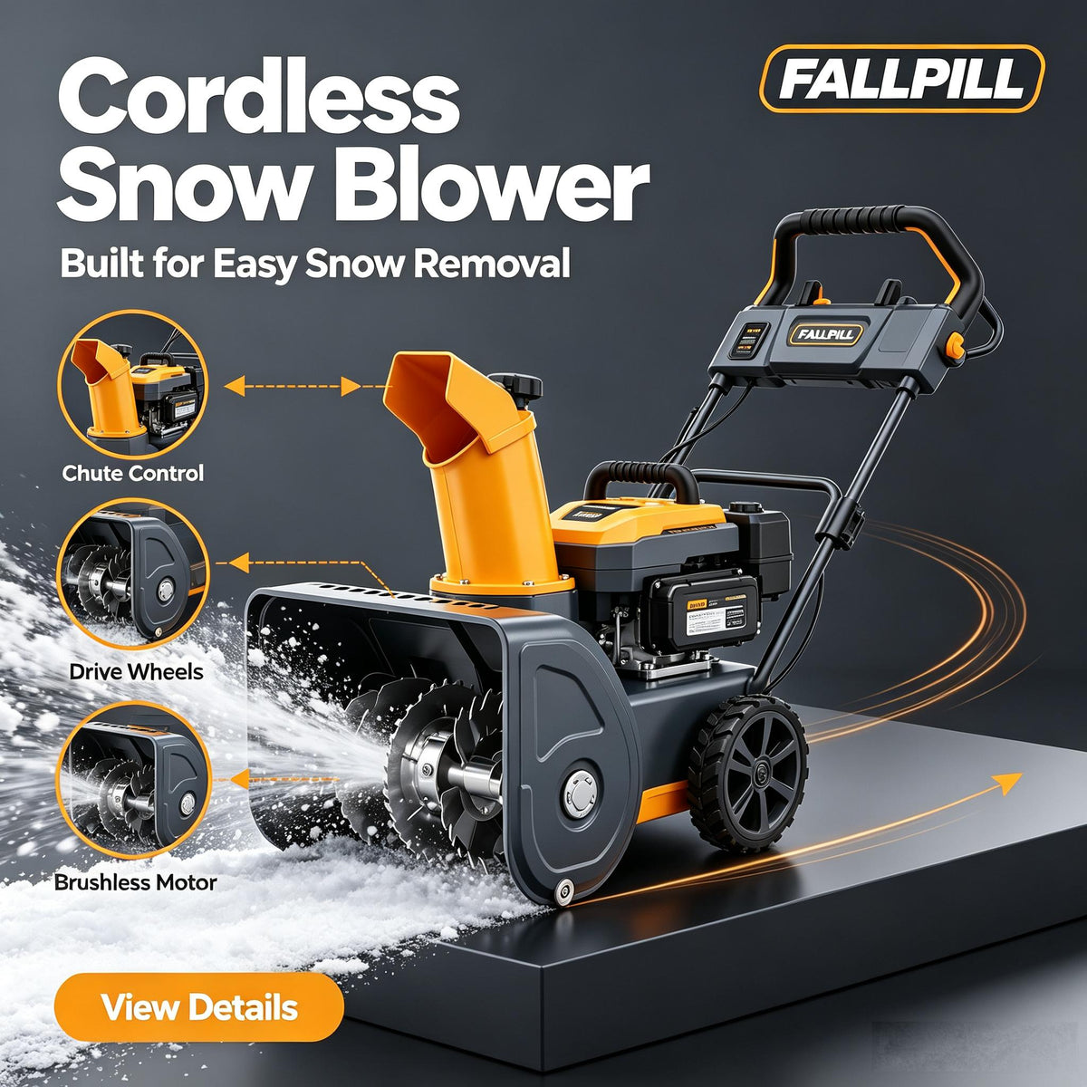 🍳FALLPILL 20V Cordless Walk-Behind Snow Blower