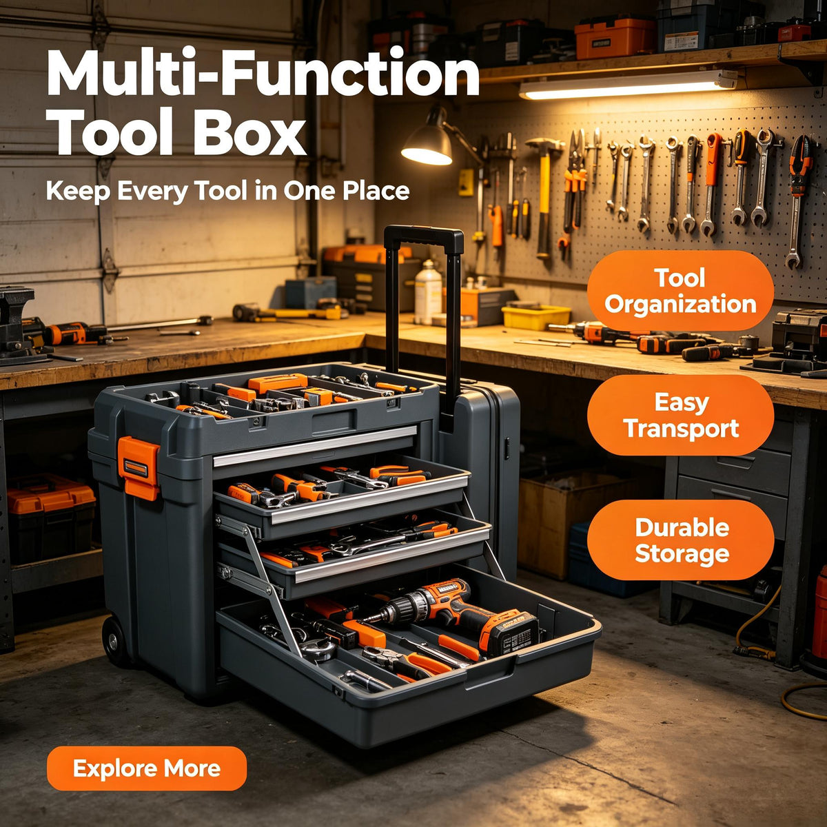 ✨FALLPILL Rolling Multi-Function Tool Box