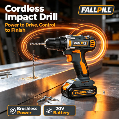 🌟FALLPILL 20V Brushless Cordless Impact Drill