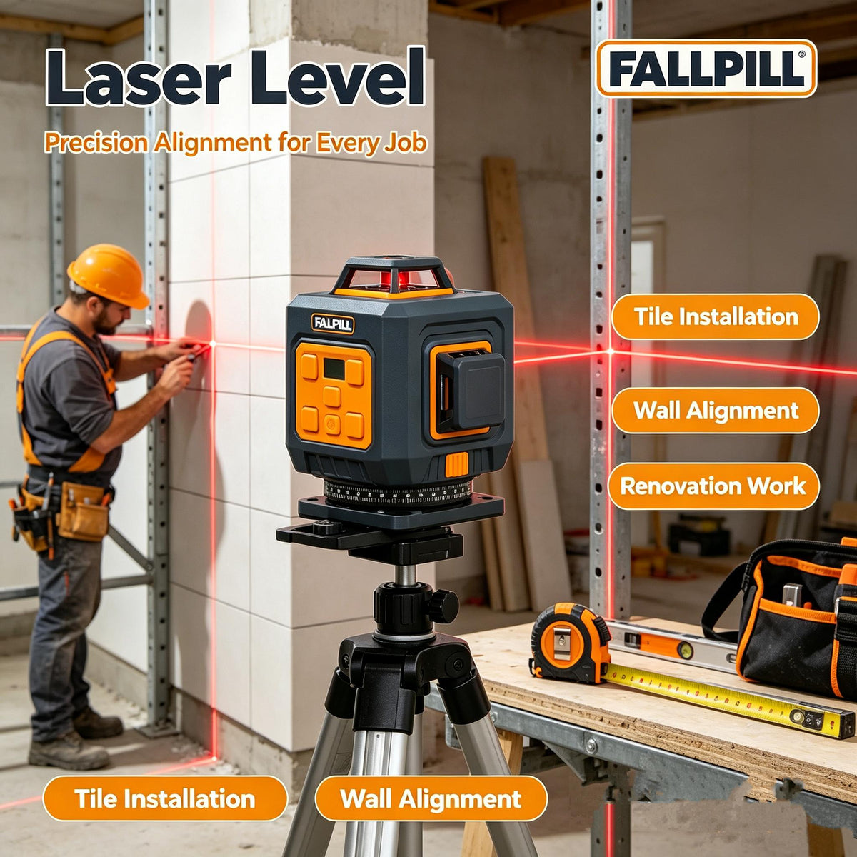 🍲FALLPILL Self-Leveling Cross Line Laser Level