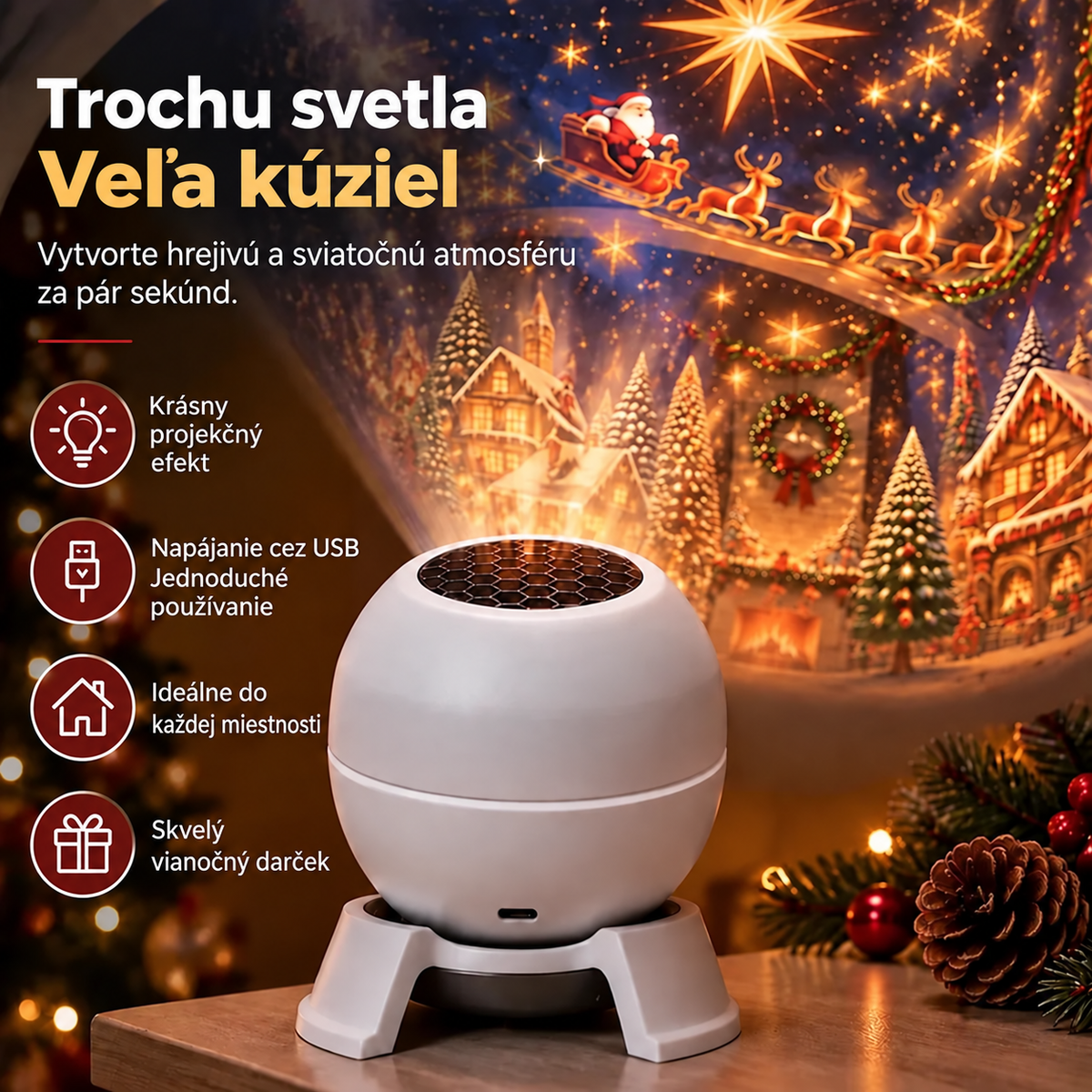 🌿3🍁Vytvorte si vianočnú rozprávku v každej miestnosti – Slávnostné nočné svetlo s projektorom 🌿